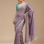 Lavender Printed Soft Raw Silk Saree